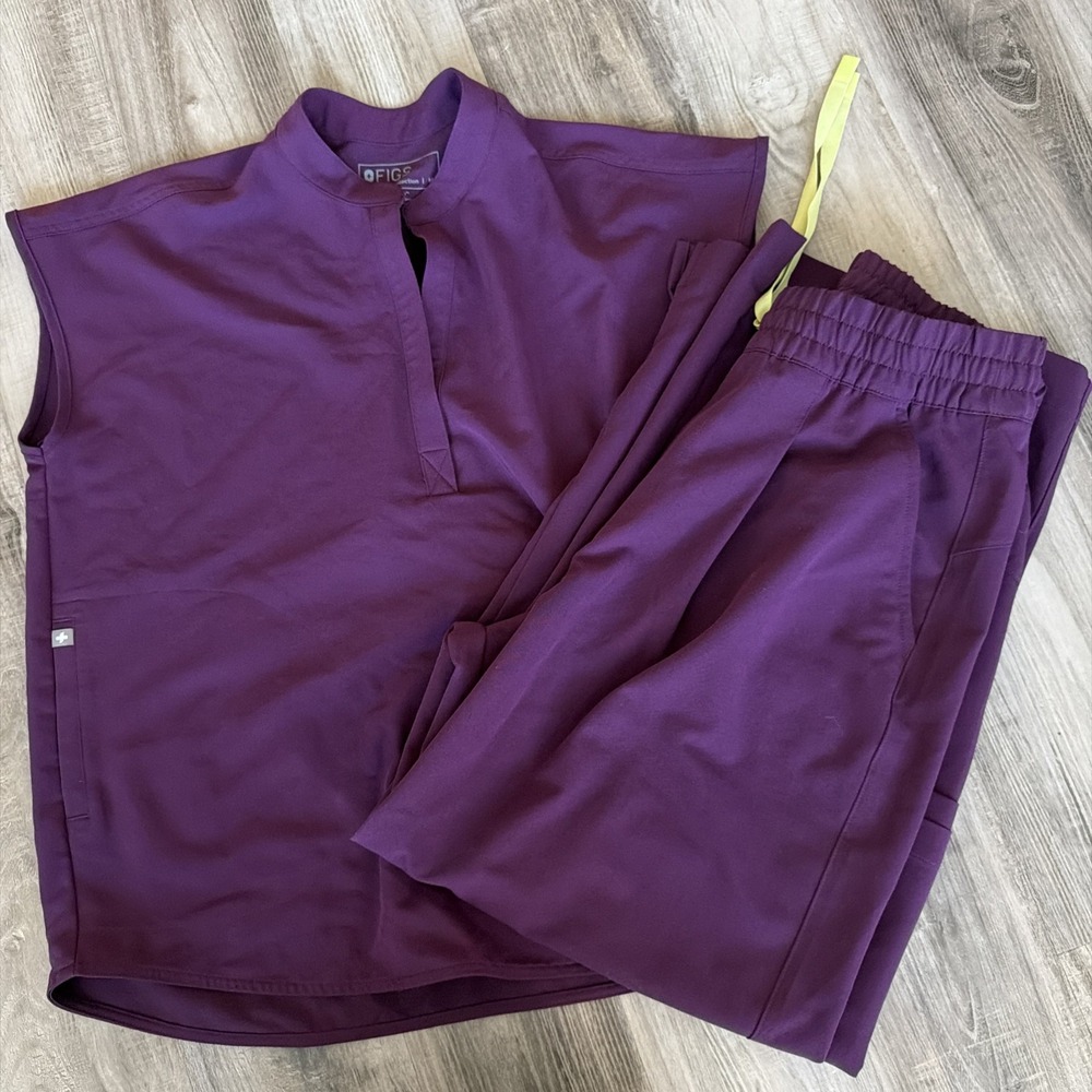 Figs Technical Collection Scrub Set M Rafaela Top & LP Shelby Pants Deep Purple